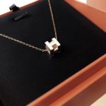 AAA Replica Hermes All Gold White Lacquer Cage d'H Pendant Necklace